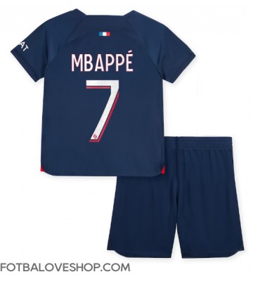Paris Saint-Germain Kylian Mbappe #7 Dětské Domácí Dres 2023-24 Krátký Rukáv (+ trenýrky)
